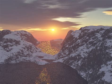 Snowy Sunset Wallpaper - WallpaperSafari