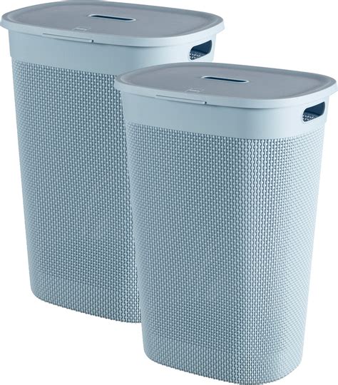 Curver Filo Wasmand Met Deksel 55L 2 Stuks Blauw Grijs Bol