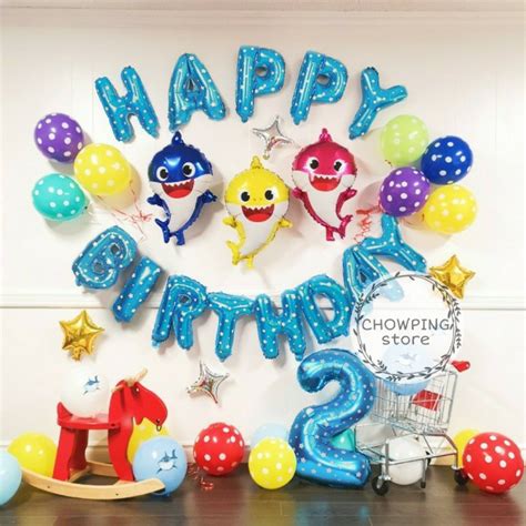 Jual Paket Dekorasi Hiasan Balon Ulang Tahun Happy Birthday Shark