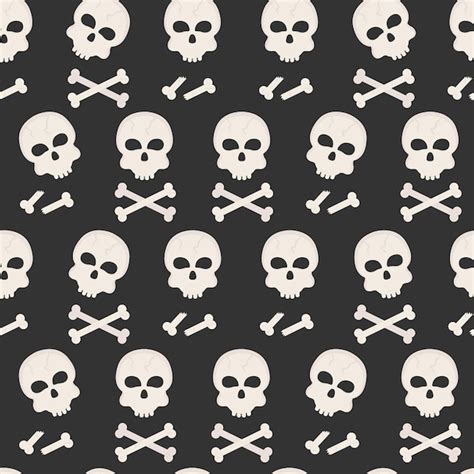 Premium Vector Halloween Seamless Pattern With Skulls And Bones