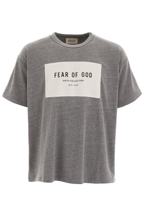 Fear Of God Cotton T Shirt With Logo Patch In Grey Gray For Men Lyst