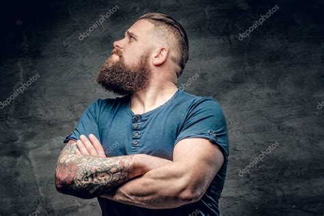 Bearded Fat Male With Tattoos On Arm Stock Photo Fxquadro 142973039