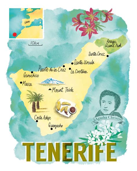 Tenerife Map By Scott Jessop Travel Postcard Tenerife Canary