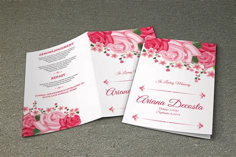 Floral Funeral Program Template Obituary Template | Etsy