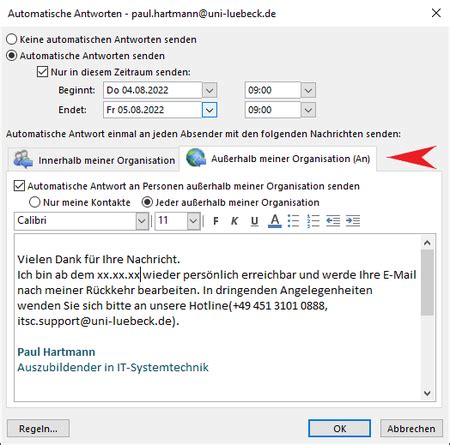 Automatische Antworten In Outlook Einstellen Itsc It Service Center