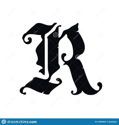 Letter R In The Gothic Style Vector Alphabet The Symbol Is Isolated