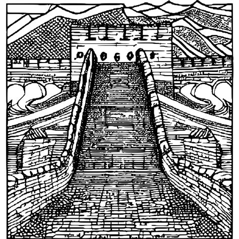 Great Wall Of China Coloring Page · Creative Fabrica