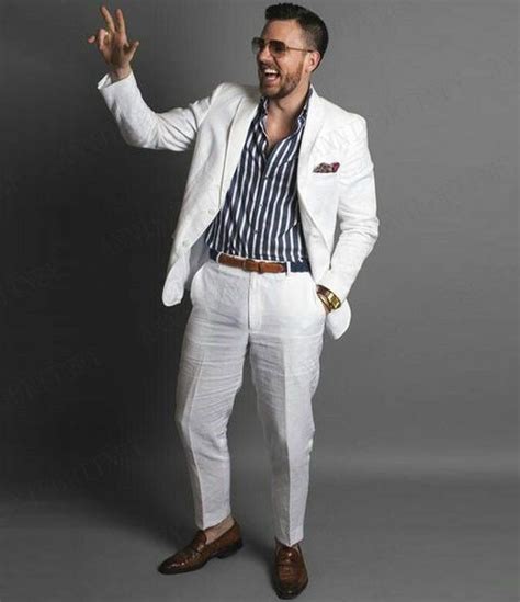 Casual White Linen Suit Mens Outfits Linen Suits For Men Beach