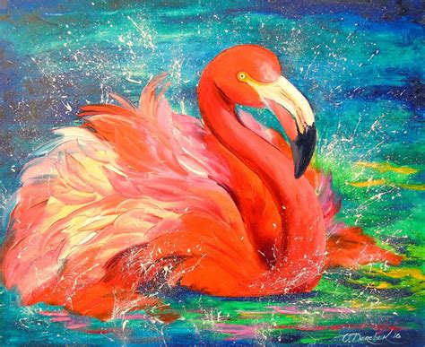 Flamingo 2016 Oil Painting By Olha Darchuk Flamingo Art Print Buy