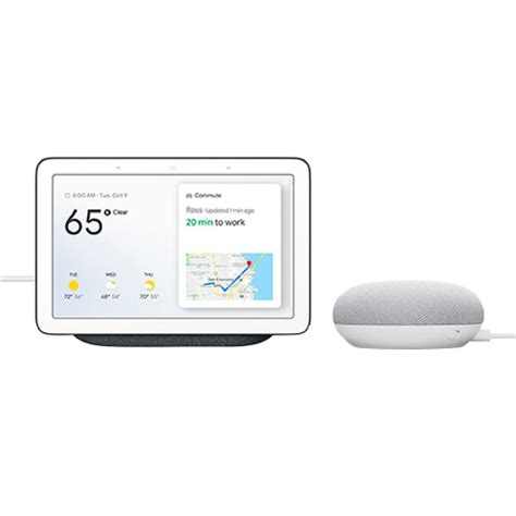 Google Nest Hub In Charcoal With Google Home Mini In Chalk GGL HUBCHAR