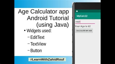 Age Calculator Project In Android Studio Tutorial With Java Youtube