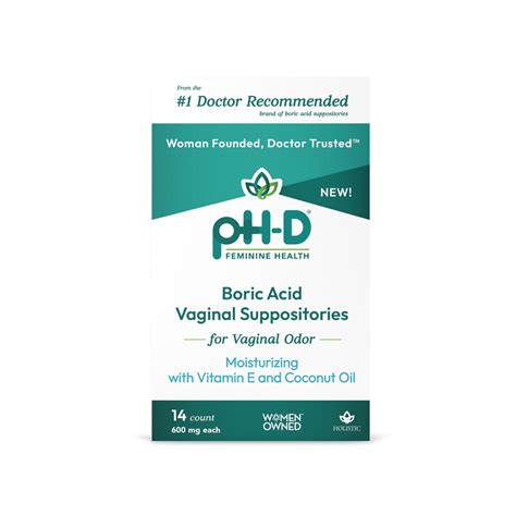 Ph D Feminine Health Boric Acid Vaginal Moisture Suppositories 14ct