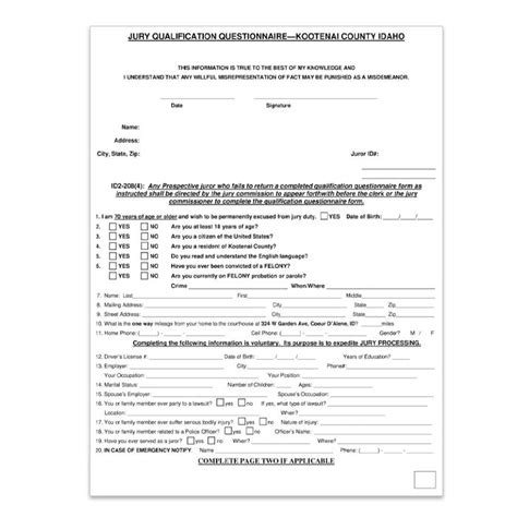 Jury Questionnaire Form Multi Part Carbonless Copies Designsnprint