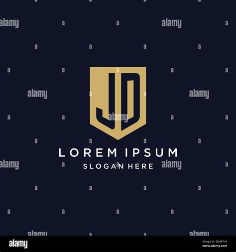 Jd Monogram Initials Logo Design With Shield Icon Template Stock Vector