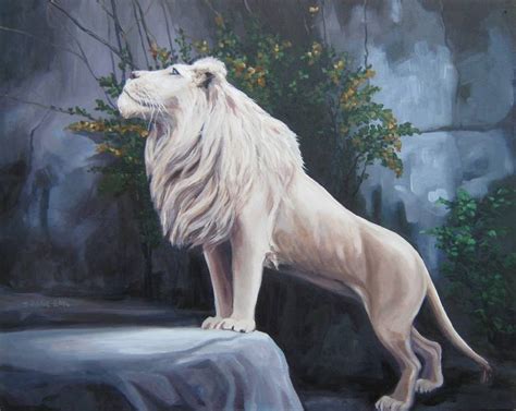 White Lion in a Cave Painting by Janet Page | Saatchi Art