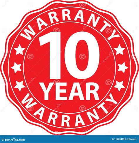 10 Year Warranty Red Sign Vector Illustration Stock Vector