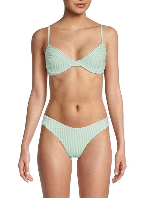 We Wore What Weworewhat Vintage Striped Demi Bikini Top In Blue Lyst