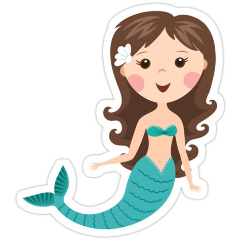 Cute Cartoon Mermaid With Brown Hair Stickers Stickers By Mheadesign