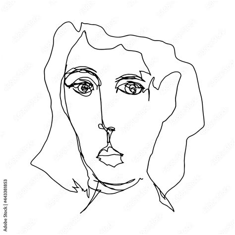 Human portrait line drawing. Sketch of an unattractive, plain looking ...