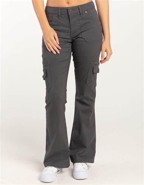 Rsq Womens Low Rise Cargo Flare Pants Graphite Tillys