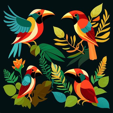 Premium Vector Vector Rainforest Birds Dynamic And Isolated