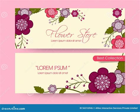 Flower Shop Web Header or Banner Set. Stock Illustration - Illustration ...