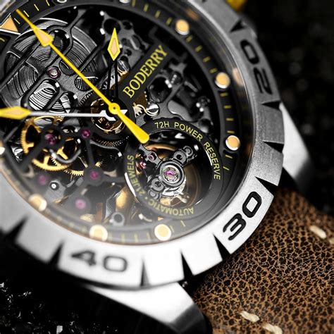 Boderry Urban Titanium Mens Watches Automatic Mechanical Skeleton