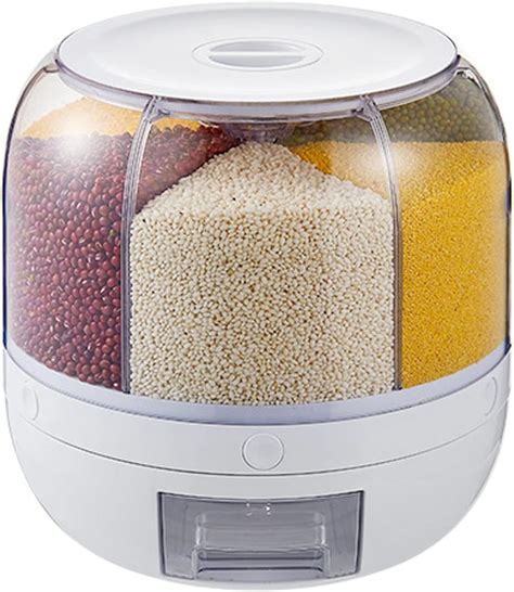 Compartment Rotating Grain Storage Food Dispenserrice And Grain