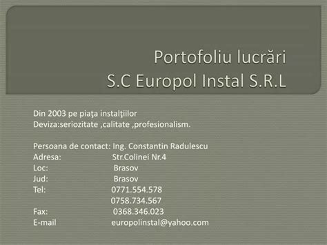 PPT Portofoliu lucr ă ri S C Europol Instal S R L PowerPoint