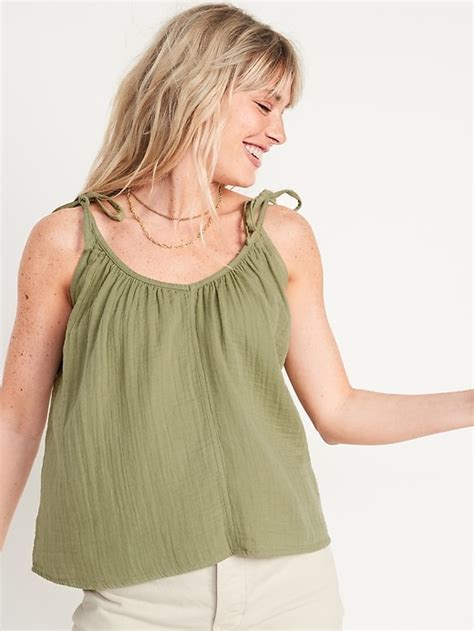 Old Navy Tie Shoulder Double Weave Cami Swing Top For Women