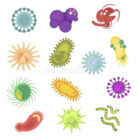 Bacteria And Germs Colorful Set Micro Organisms Disease Causing