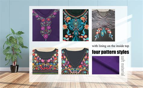 Melliflo Short Sleeve Mexican Tee Shirts For Women Floral Embroidered