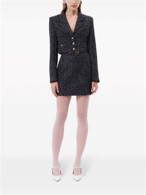 Alessandra Rich Checked Tweed Miniskirt Blue Farfetch