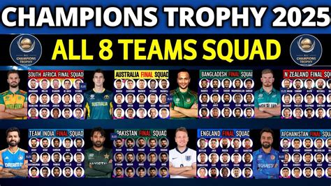 Champions Trophy All Team Squad Icc Champions Trophy All