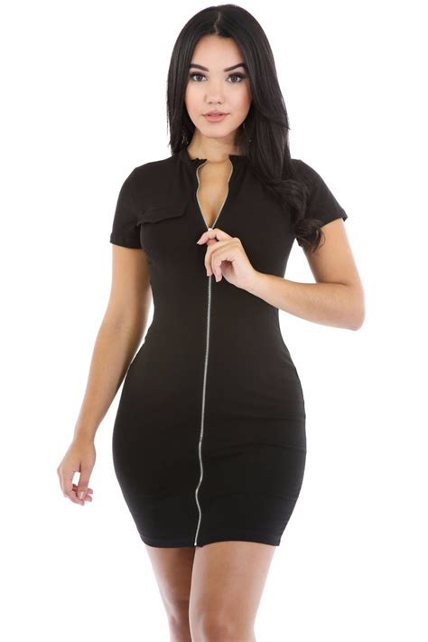 Sexy Vestido Negro Escote Cierre Al Frente Moda Antro 22710 440 00