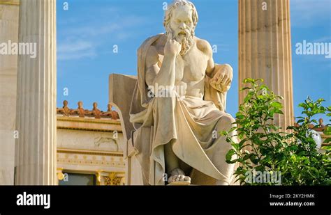 Greek Philosopher Socrates On A Marble Chair Background Of Columns And