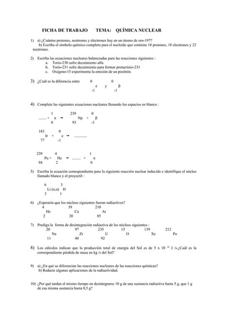 Ficha de trabajo nº1 química nuclear PDF