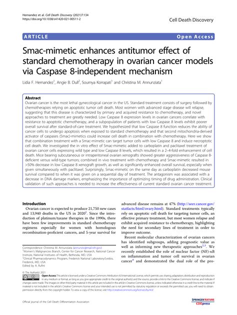 Pdf Smac Mimetic Enhances Antitumor Effect Of Standard Chemotherapy