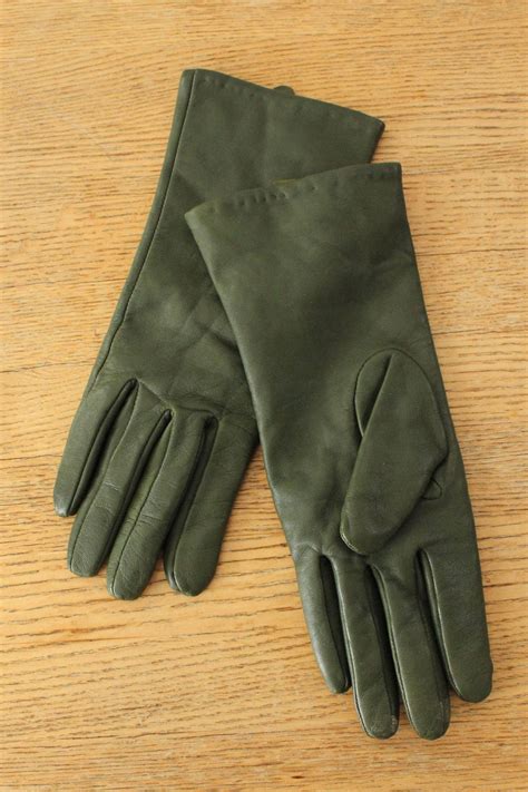 Cashmere Lined Green Leather Gloves Omnia