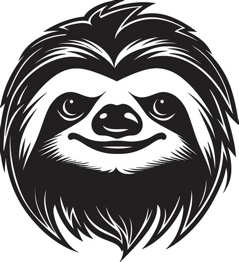 Sloth Silhouette Monochromatic Serenity Beneath The Leaves Vector Logo