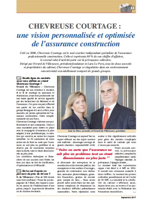 Chevreuse Une Vision Personnalis E Et Optimis E De Lassurance