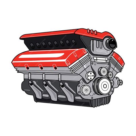 Premium Vector 3d Car Engine On White Background