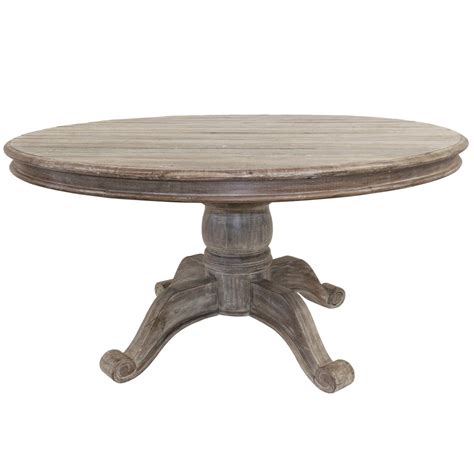 Hampton Rustic Round Pedestal Dining Table 60" | Zin Home