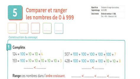 Comparer et ranger les nombres de 0 à 999 pour comprendre les maths ce1