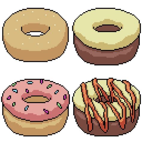 Premium Vector Pixel Art Set Isolated Sweet Donut