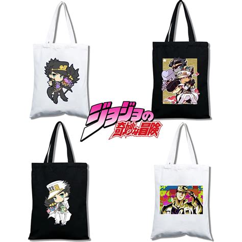 Jojo Bizarre Adventure Jotaro Shoulder Bags Shopper Canvas Anime Figure Fashion Print Reusable