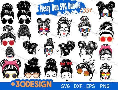 Messy Bun SVG Bundle Bundle Cricut