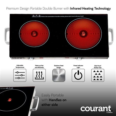 Courant Burner In Infrared Ceramic Glass Hot Plates Cooktop W Stainless Steel