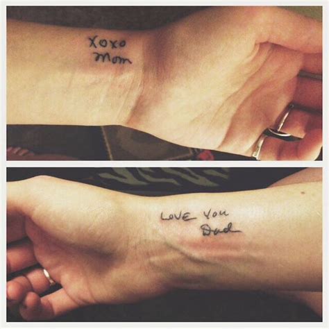 Tattoo In Mom Dad S Handwriting Signature Tattoos Handwriting