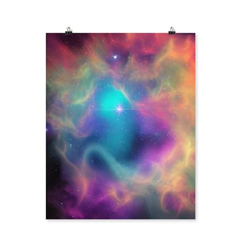 Colorful Galaxy Poster Space Art Neon Nebula Poster Pink Stars Galactic ...